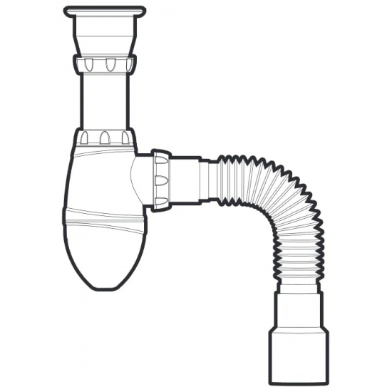 Сифон для раковины UNICORN A220  1 1/2"*40 с гофрой 40*40*50 