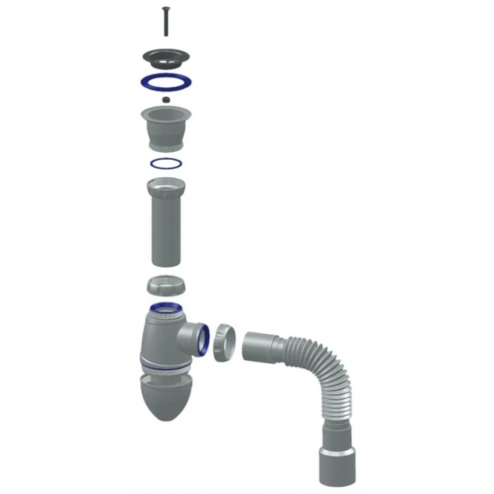 Сифон для раковины UNICORN A220  1 1/2"*40 с гофрой 40*40*50 