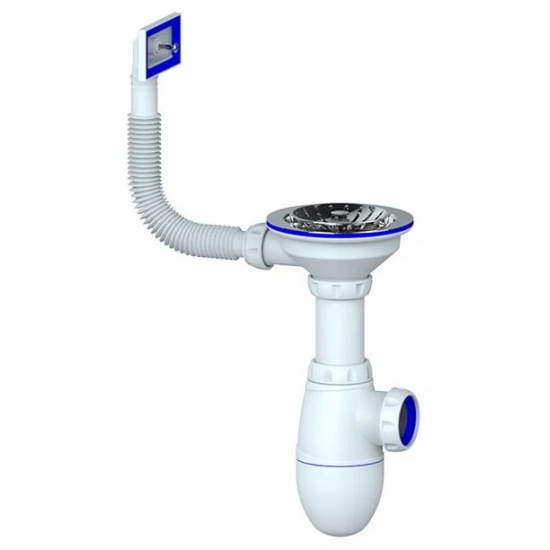 Сифон для раковины UNICORN B410  3 1/2"*40 с прямоугольным переливом