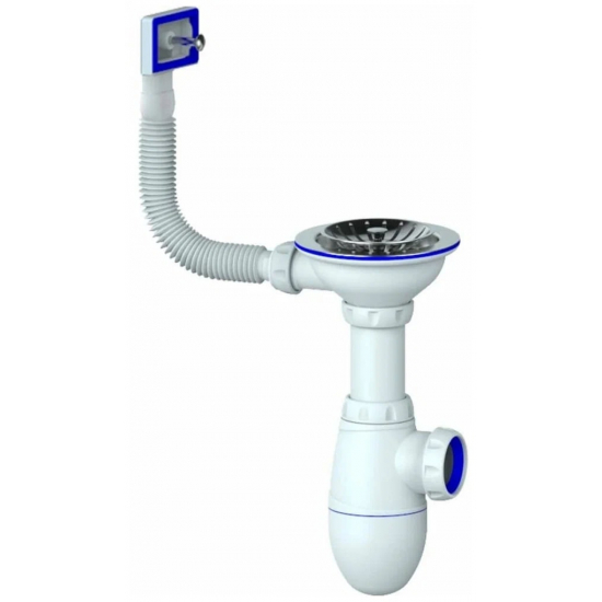Сифон для раковины UNICORN B410P  3 1/2"*40 с прямоугольным переливом
