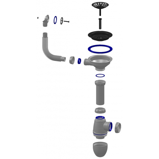Сифон для раковины UNICORN B411P  3 1/2"*40 с круглым переливом