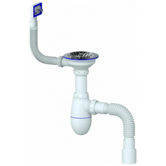 Сифон для раковины UNICORN B425P  3 1/2"*40 с прямоугольным переливом с гофрой 40*40*50 