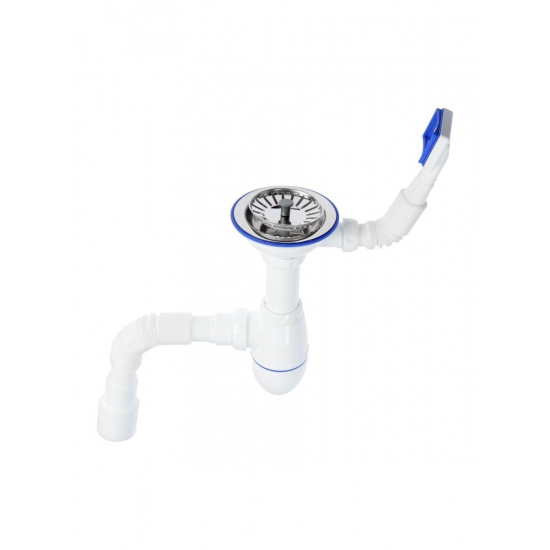 Сифон для раковины UNICORN B425P  3 1/2"*40 с прямоугольным переливом с гофрой 40*40*50 