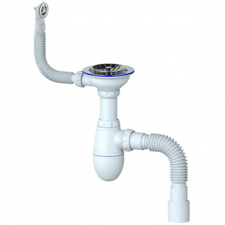 Сифон для раковины UNICORN B426  3 1/2"*40 с круглым переливом, с гофрой 40*40*50 