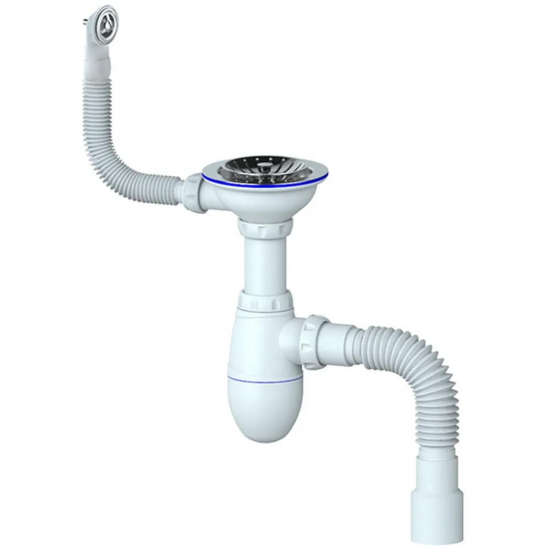 Сифон для раковины UNICORN B426  3 1/2"*40 с круглым переливом, с гофрой 40*40*50 