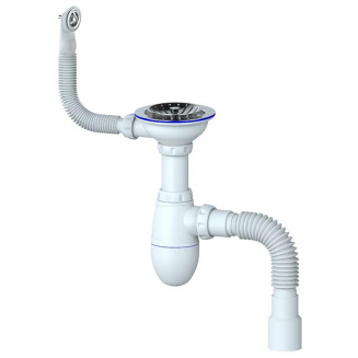 Сифон для раковины UNICORN B426P  3 1/2"*40 с круглым переливом, с гофрой 40*40*50 