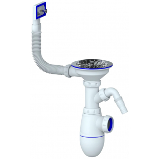 Сифон для раковины UNICORN B430V  3 1/2"*40 с прямоугольным переливом и носиком