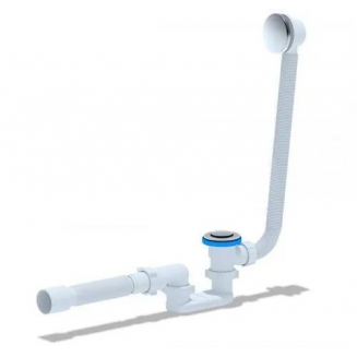 Сифон для ванны АНИ-ПЛАСТ 1 1/2"*40 с переливом,Click-Clack, с гибкой трубой 375*40/50(сетка) EC055S