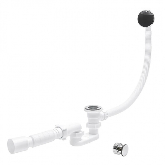 Сифон для ванны АНИ-ПЛАСТ 1 1/2"*40 с переливом,Click-Clack, с гибкой трубой 375*40/50(сетка) EC055S