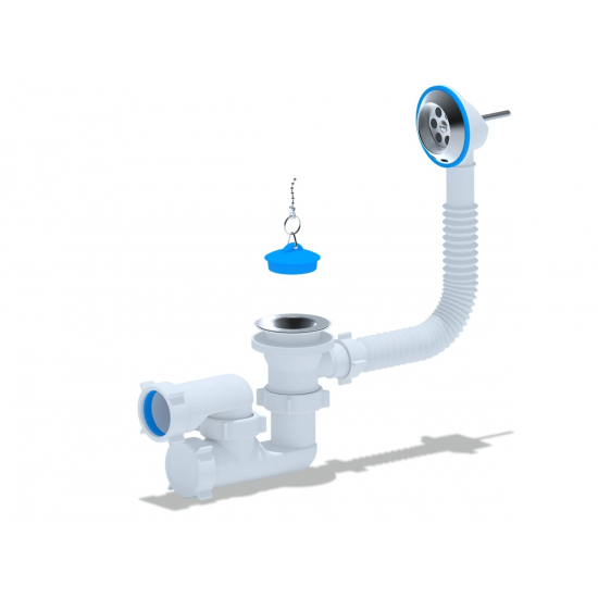 Сифон для ванны АНИ-ПЛАСТ 1 1/2"*40 с выпуском, с переливом регулируемый E250