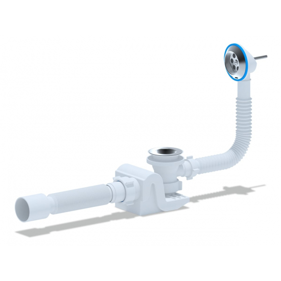 Сифон для ванны АНИ-ПЛАСТ Бриг с выпуском 1 1/2"*40*50 с переливом, с гибкой трубой 375*40/50 E655