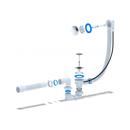 Сифон для ванны полуавтомат АНИ-ПЛАСТ 1 1/2"*40*50 EM701 пластик хром