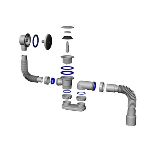 Сифон для ванны UNICORN 1 1/2"*40 Click-Clack с гофрой 40*40/50, перелив 40 см S122E 