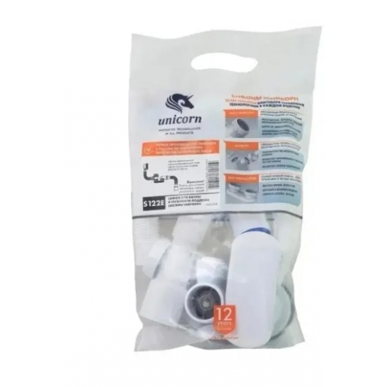 Сифон для ванны UNICORN 1 1/2"*40 Click-Clack с гофрой 40*40/50, перелив 40 см S122E 