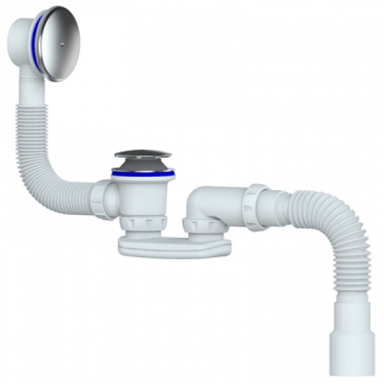 Сифон для ванны UNICORN 1 1/2"*40 Click-Clack с гофрой 40*40/50, перелив 40 см S122E 