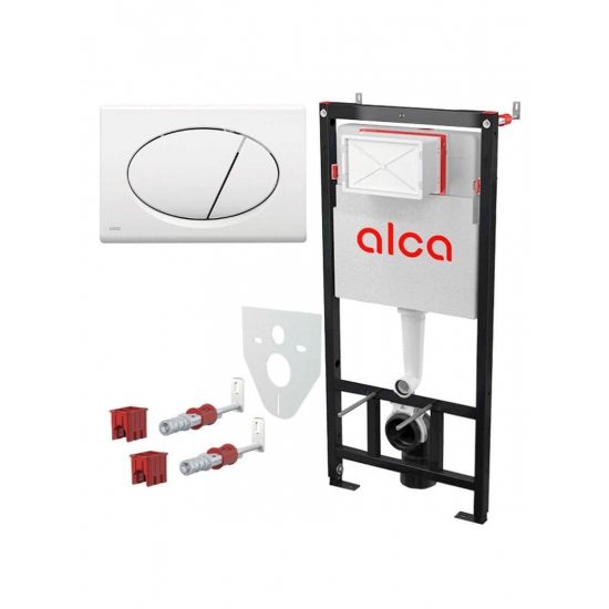Система инсталляции для унитазов ALCA PLAST AM101/1120-3:1 RU M70-0001 кнопка смыва белая