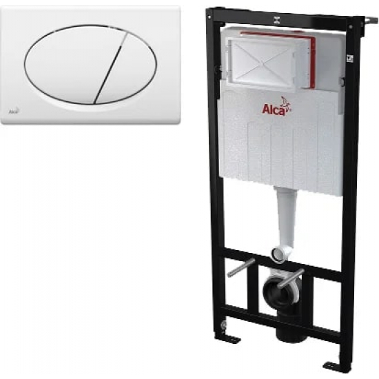 Система инсталляции для унитазов ALCA PLAST AM101/1120-3:1 RU M70-0001 кнопка смыва белая