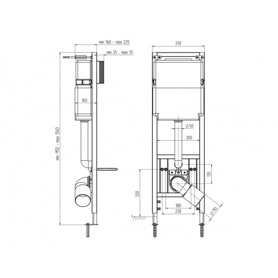 Система инсталляции для унитазов АНИ ПЛАСТ WC1310 Компакт без кнопки