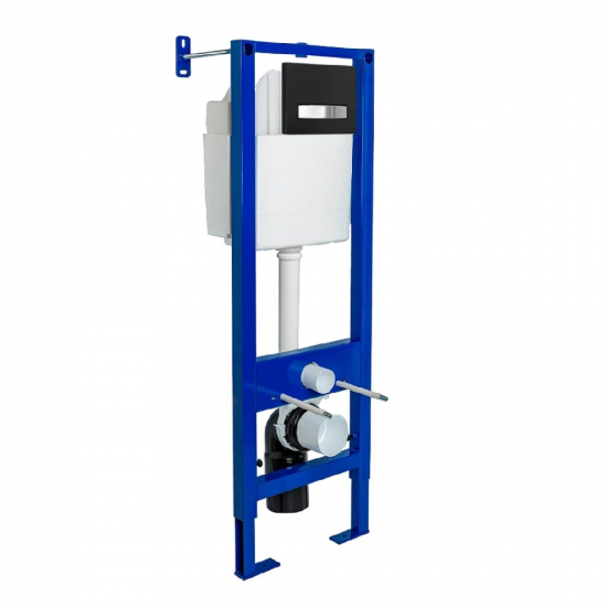 Система инсталляции для унитазов BERGES Atom Line 410 + клавиша чёрная/хром soft touch