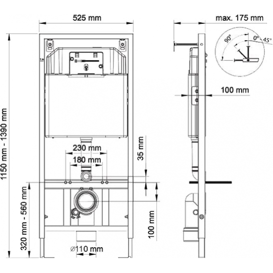 Система инсталляции для унитазов BERGES Novum 040000 без кнопки смыва