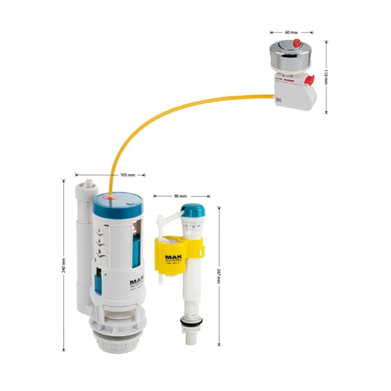 Сливной механизм МАК 10037 нижняя подводка 2-х кнопочный, пневматический