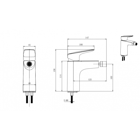 Смеситель для биде AQUATEK Вега AQ1018CR хром