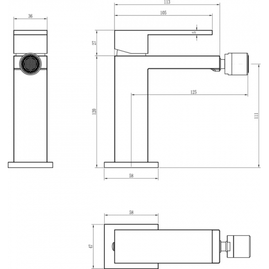 Смеситель для биде BOHEME Qubic 476-BR бронза