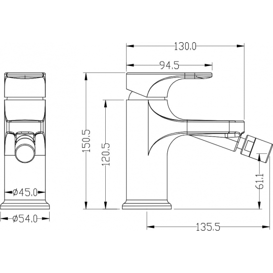 Смеситель для биде BOHEME Spectre 456-MG золото матовое