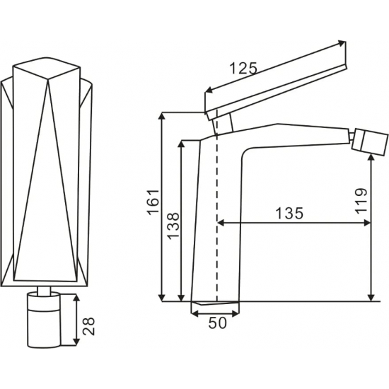 Смеситель для биде BOHEME Venturo 376-SGM оружейная сталь глянцевая
