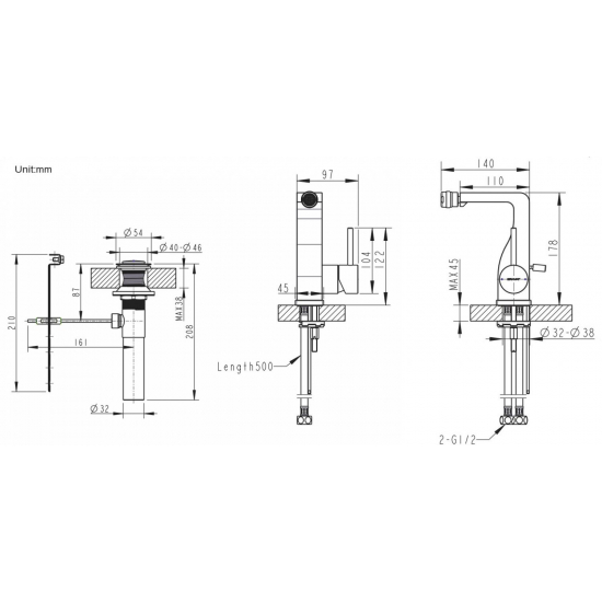 Смеситель для биде BRAVAT Arc F36061K-ENG чёрный