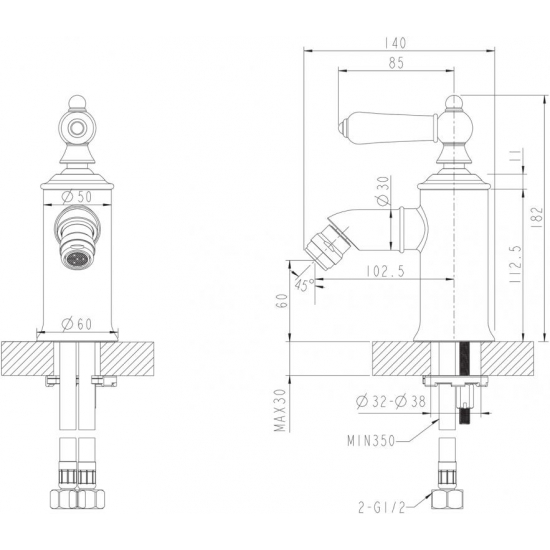 Смеситель для биде BRAVAT Art F375109C хром/белый