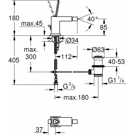 Смеситель для биде GROHE Eurocube Joy 23664000