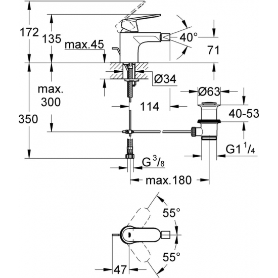 Смеситель для биде GROHE Eurosmart Cosmopolitan 32839000