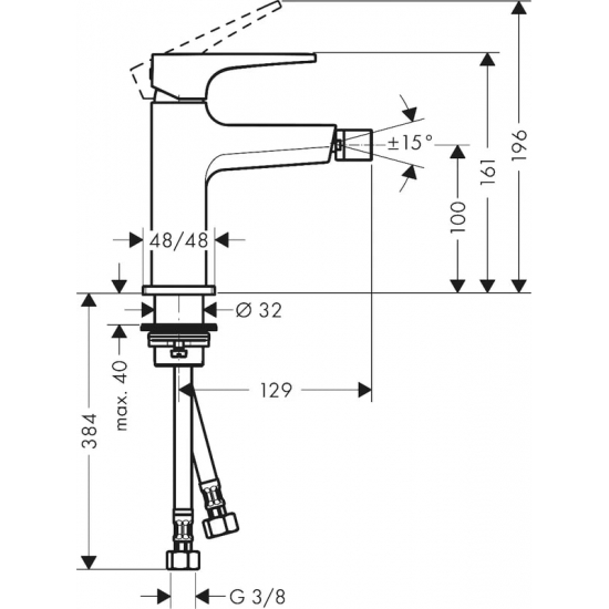 Смеситель для биде HANSGROHE Metropol 32520990 с донным клапаном Push-Open