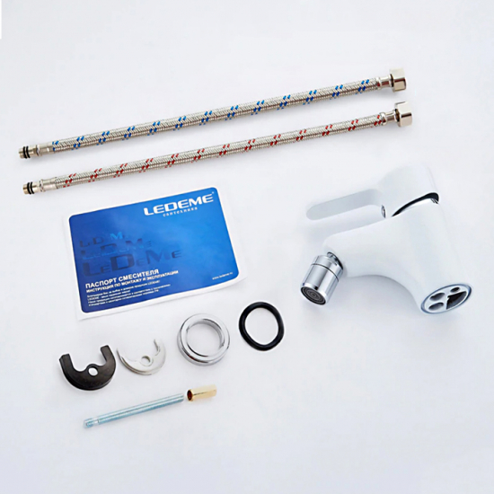 Смеситель для биде LEDEME L5003W белый/хром