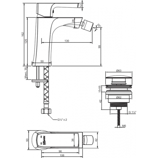 Смеситель для биде LEMARK Ursus LM7208BL чёрный