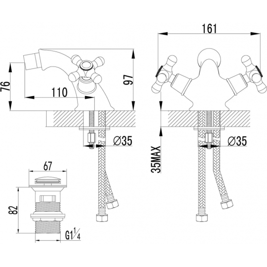 Смеситель для биде LEMARK Vintage LM2808B бронза