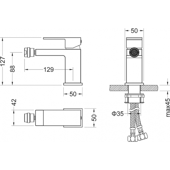 Смеситель для биде TIMO Selene 2062/03F чёрный