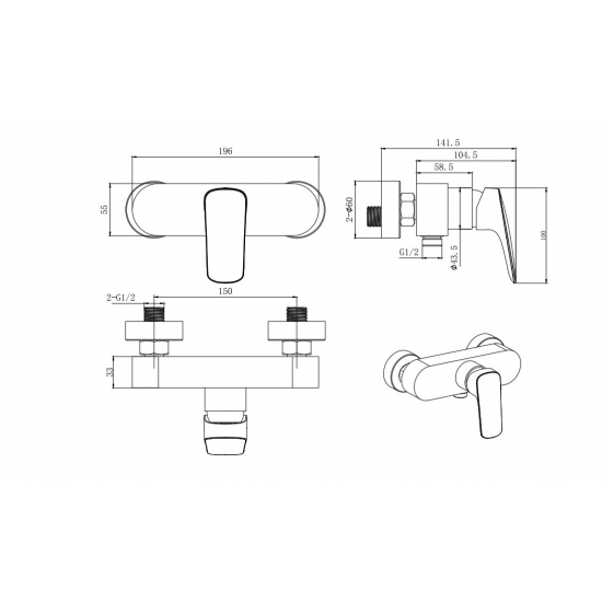 Смеситель для душа AQUATEK Вега AQ1060CR хром