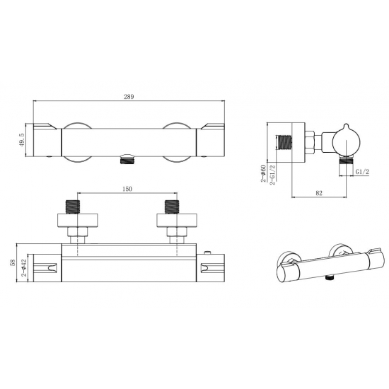 Смеситель для душа AQUATEK Вега AQ1063CR с термостатом, хром