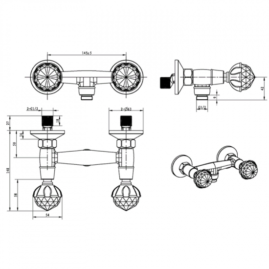 Смеситель для душа BOHEME Brillante Presente 354 хром