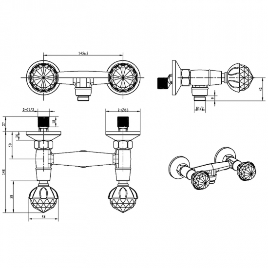 Смеситель для душа BOHEME Imperiale Presente 334 золото
