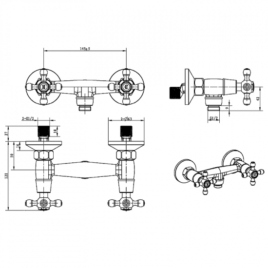 Смеситель для душа BOHEME Royal Cristal 314 бронза