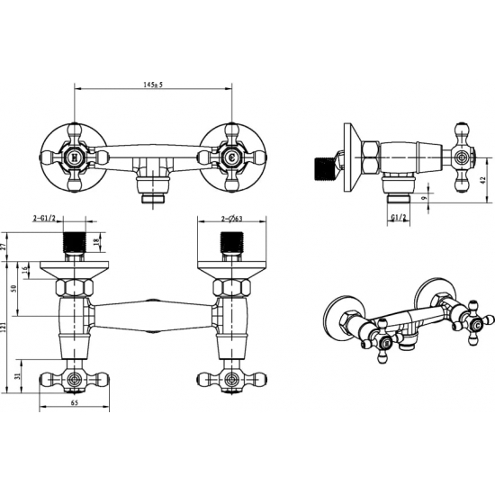 Смеситель для душа BOHEME Tradizionale Chromo 274 хром