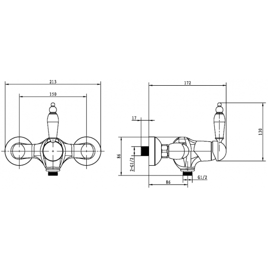 Смеситель для душа BOHEME Tradizionale Oro 284 золото
