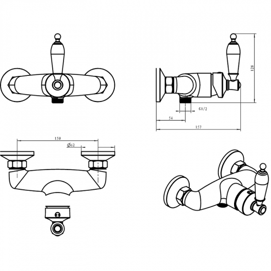 Смеситель для душа BOHEME Vogue Crystal 214-CRST золото