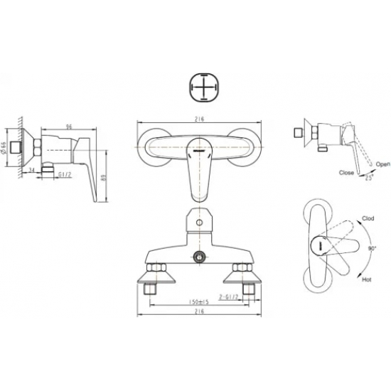 Смеситель для душа BRAVAT Eco F9111147C-01 хром
