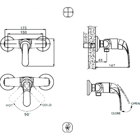 Смеситель для душа BRAVAT Fit F9135188CP-01-RUS хром