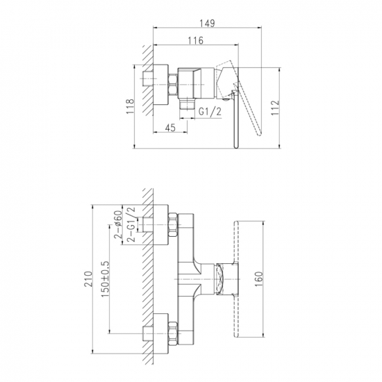 Смеситель для душа CERSANIT Brasko A63022 хром