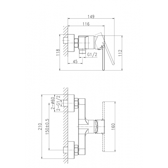 Смеситель для душа CERSANIT Brasko Black A63109 чёрный